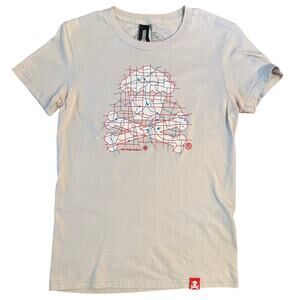 Johnny Cupcakes Shirt City Map Boston Cotton Short Sleeve Beige Women’s Large
